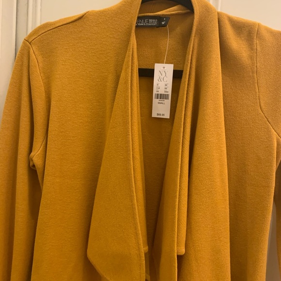 Draped Open- Front Cardigan Mustard - Picture 2 of 5